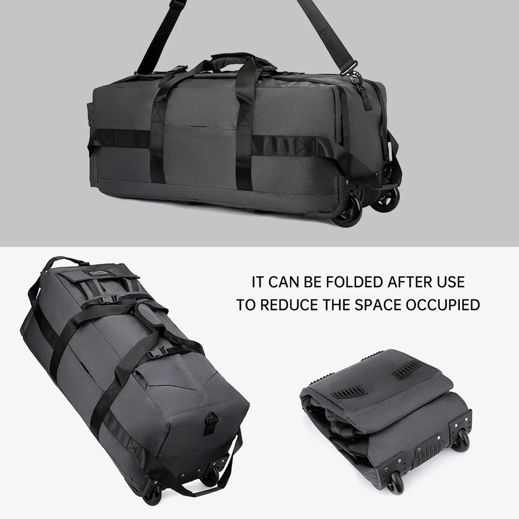 Roller Travel Duffel Bag with Fixed Casters Grey