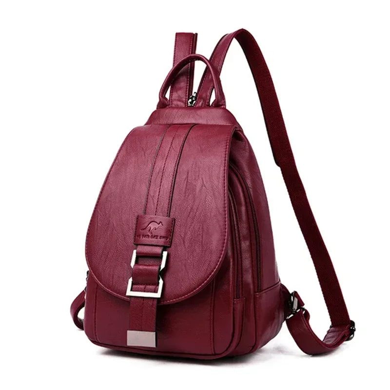 Vintage Leather-Style Travel Backpack