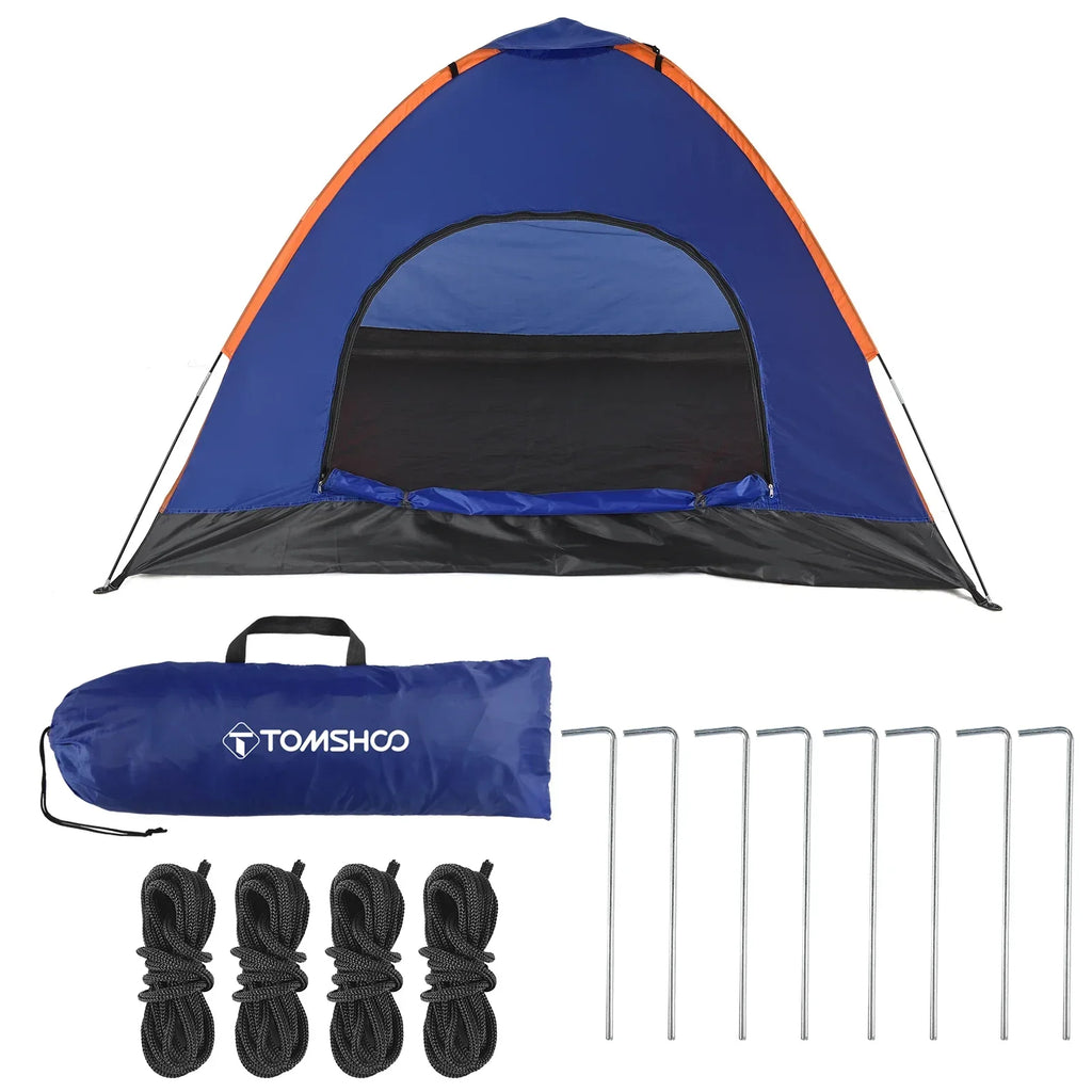 Lightweight 3–4 Person Camping Tent with Rain Fly Blue/Orange