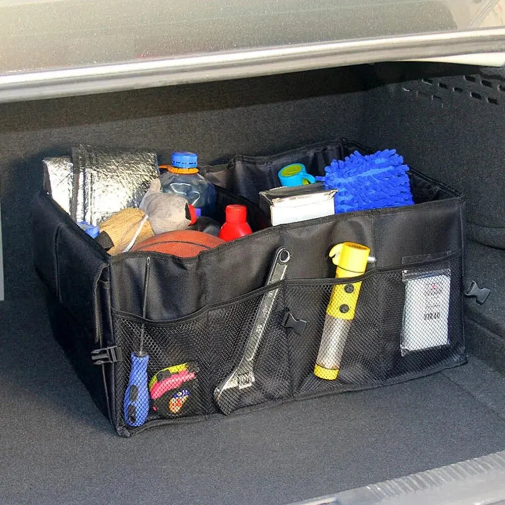 Large-Capacity Collapsible Car Trunk Storage Box Universal Cargo Organizer Black