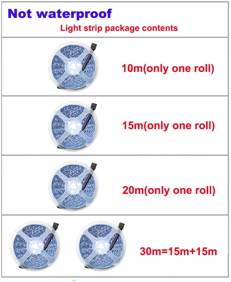 Bluetooth LED Strip Lights - RGB Color Changing Room Decoration (30m)