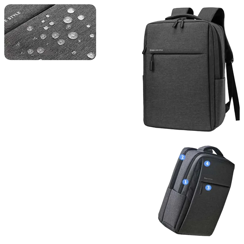 Laptop Backpack 17.3" Waterproof Dark Grey