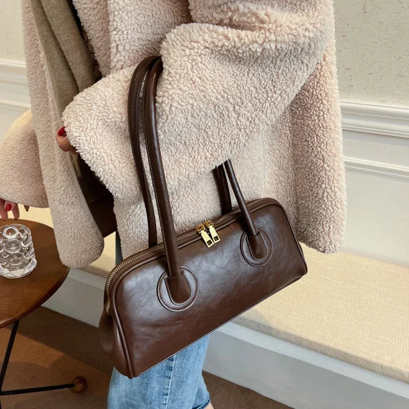Baguette Shoulder Bag Large Pillow Style (Coffee)