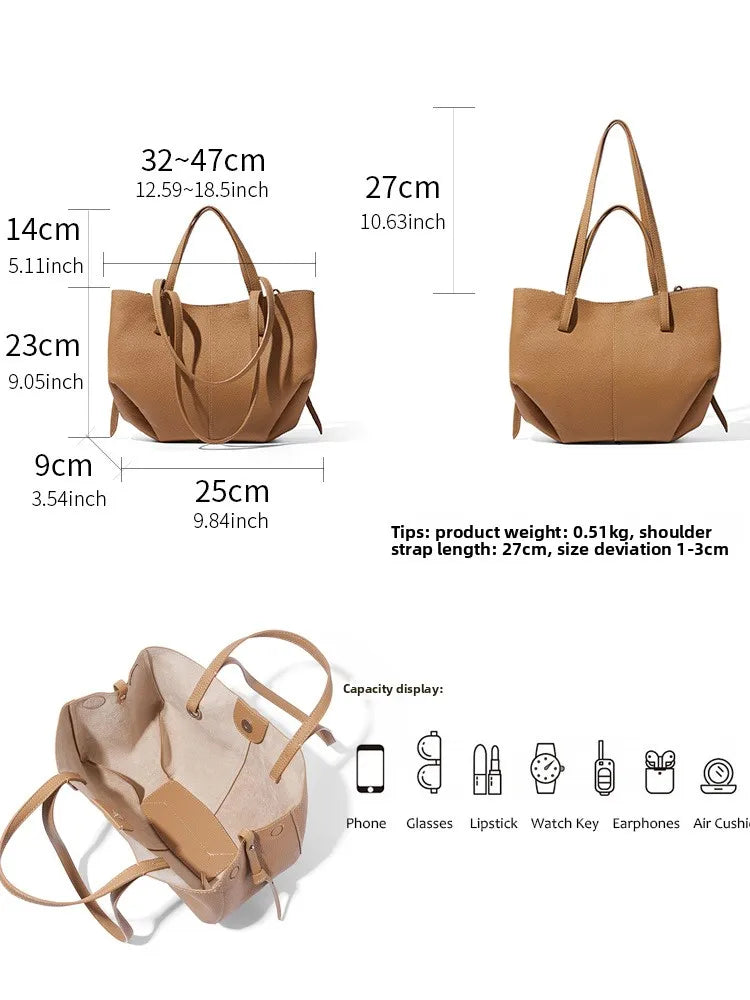 Genuine Leather Soft Tote Bag