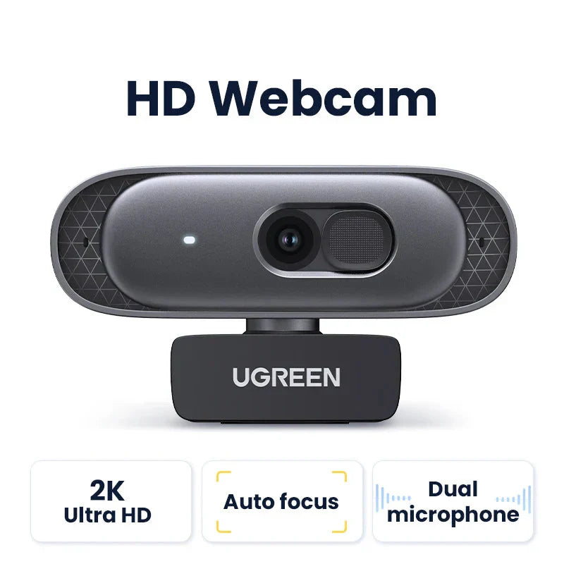 2K USB Webcam HD Mini Web Camera with Autofocus Black