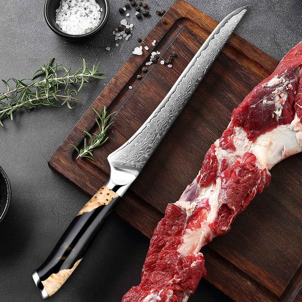 6-Inch Damascus Utility Knife 67-Layer Razor Sharp Boning Knife Black