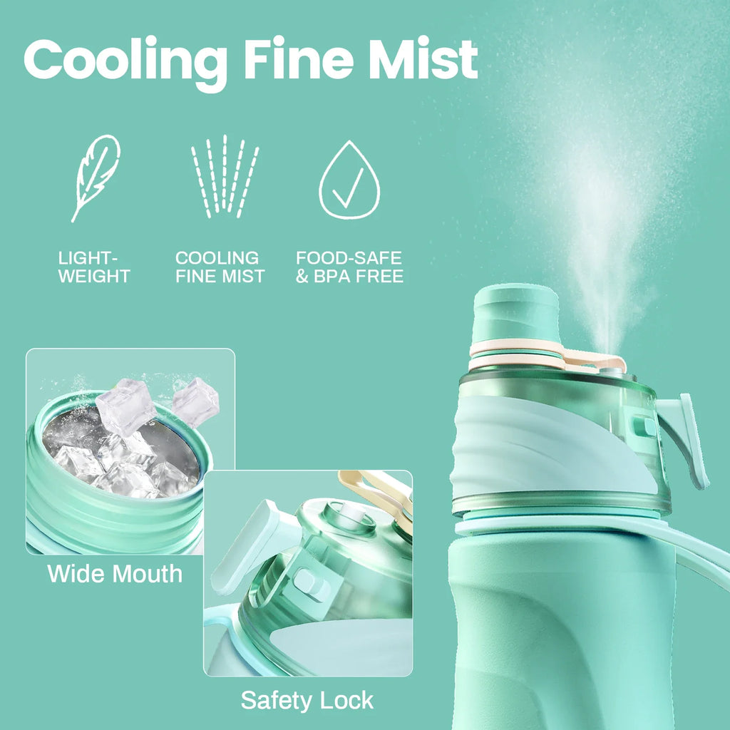 750ML Spray Water Bottle Green