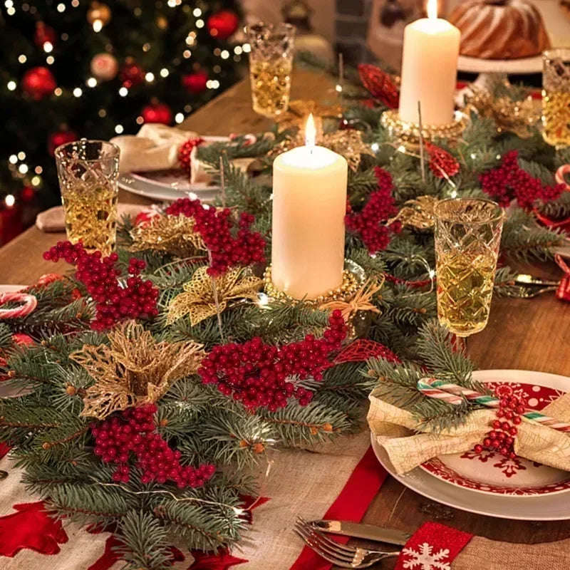 20pcs Artificial Red Berry Branches for Christmas Tree Decoration - 22cm