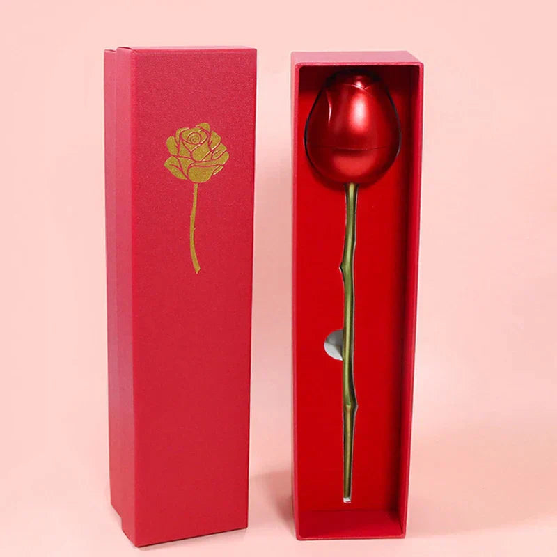 Rose-Embellished Love Heart Necklace - Gold Finish, 45cm Length
