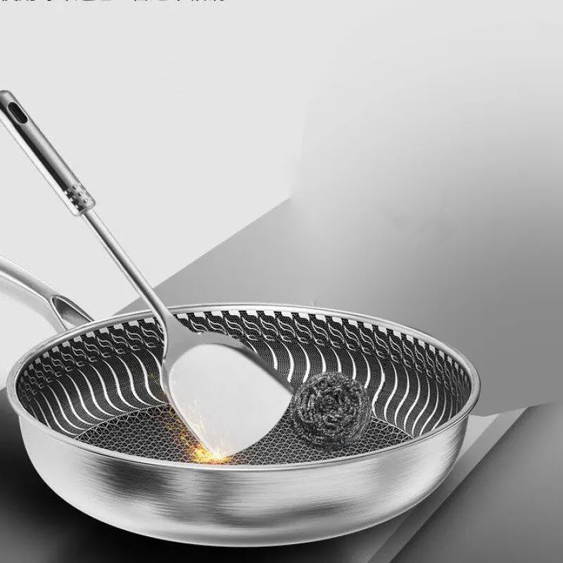 Tri-Ply 316 Frying Pan 32cm Double-Sided Honeycomb Skillet Silver