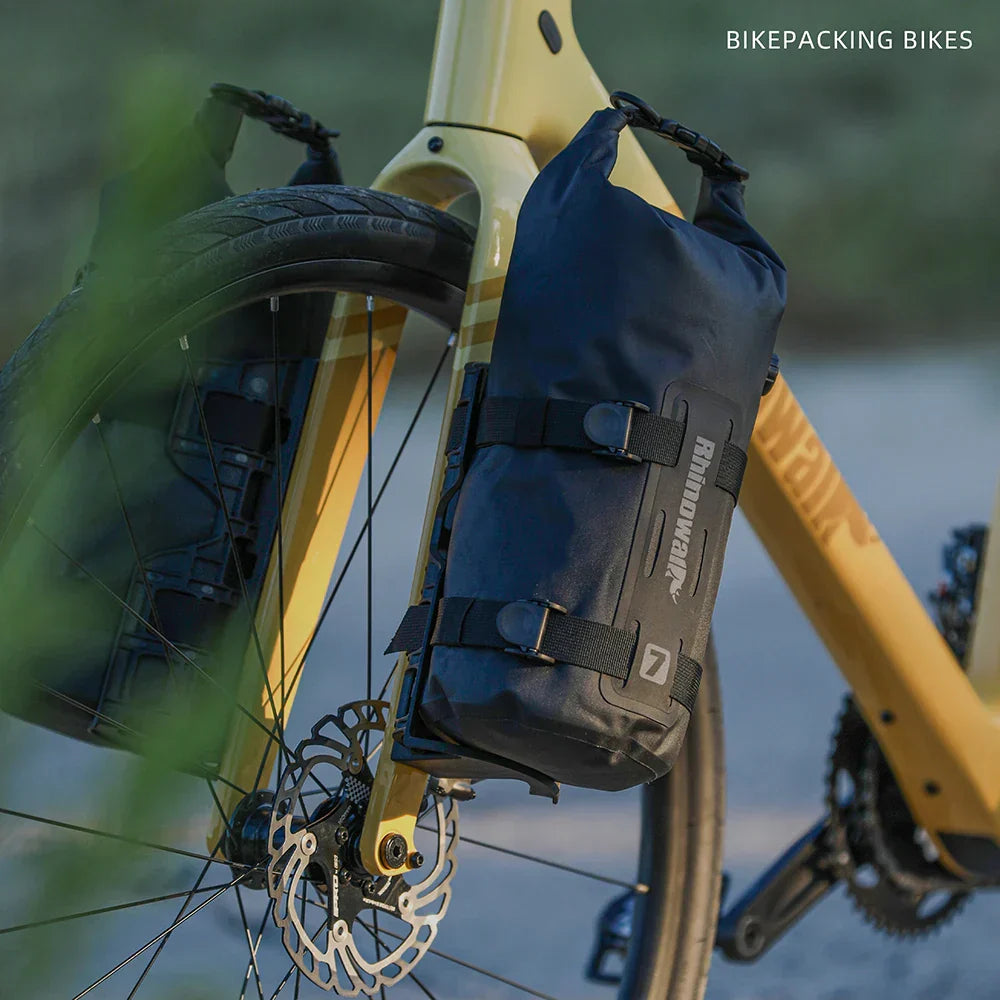 Waterproof 4L Bike Front Fork Bag PC Set with Mounting Base Black