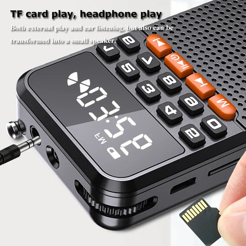 FM Mini Radio with Dual Antenna Black