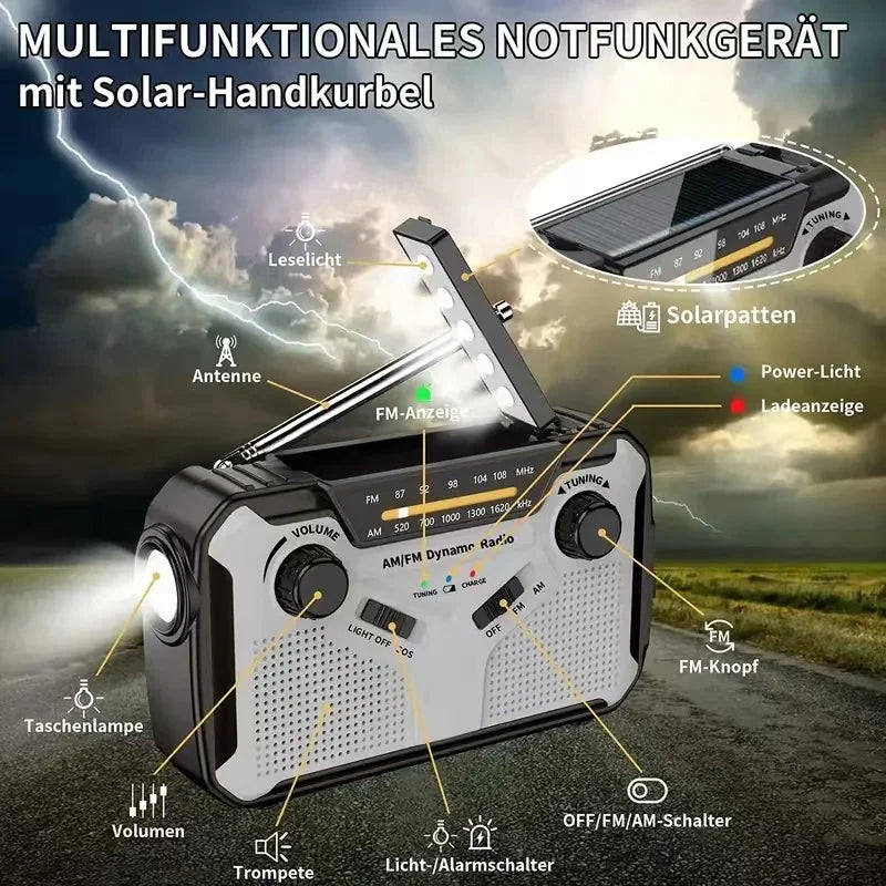 Solar Emergency Radio 4000mAh Grey