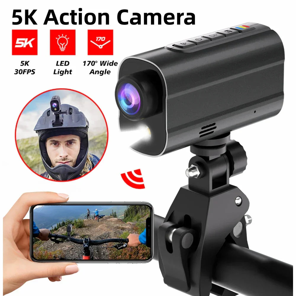 5K Action Camera with LED Light 64GB Included Black