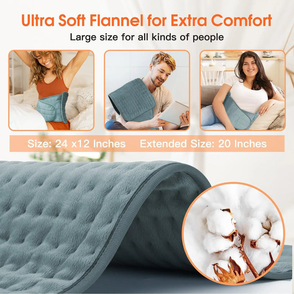 Electric Heating Pad for Back & Waist – Adjustable Heating Pad with 6 Heat Levels & 4 Auto-Off Timers