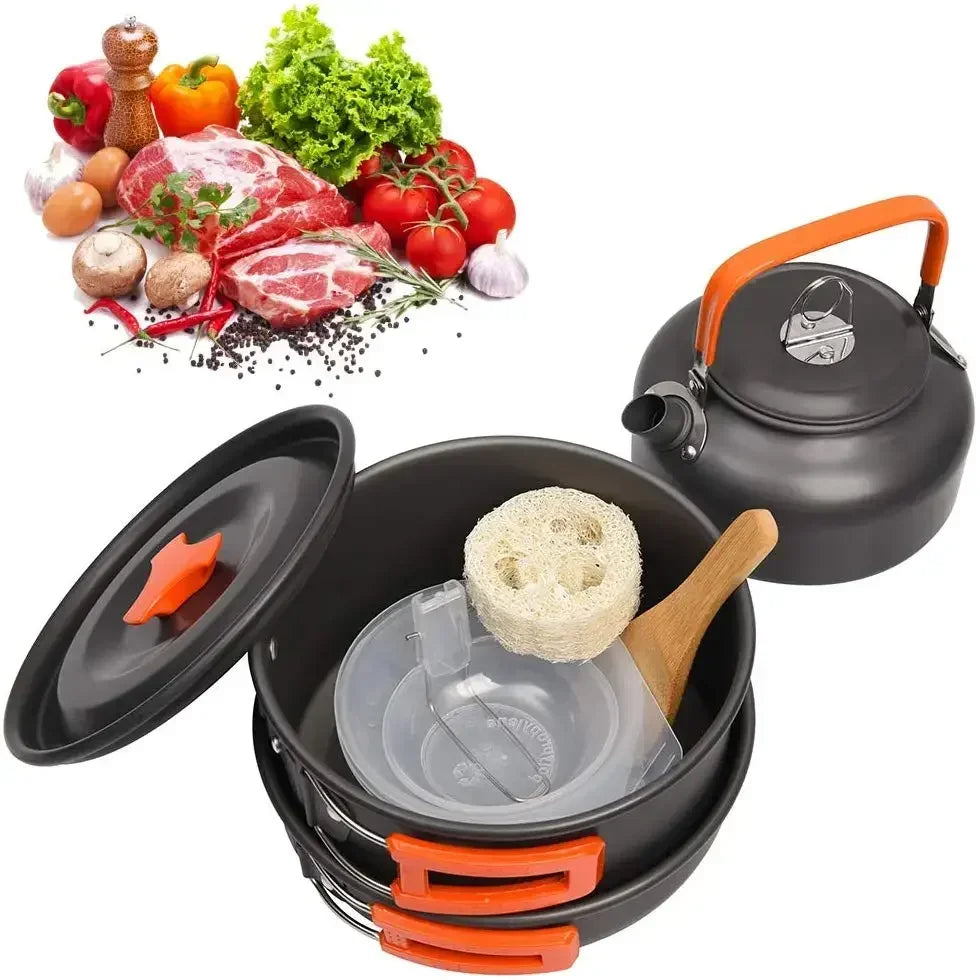 Portable Aluminum Camping Cookware Set for Outdoor Adventures