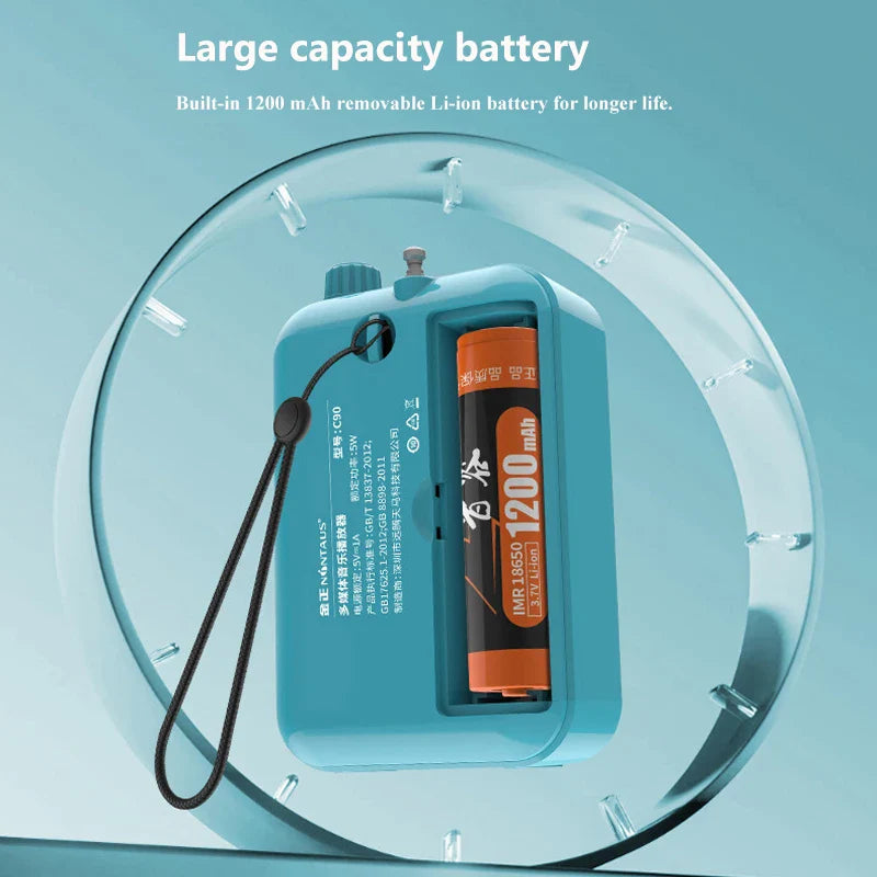 Mini Portable FM Radio Rechargeable Blue