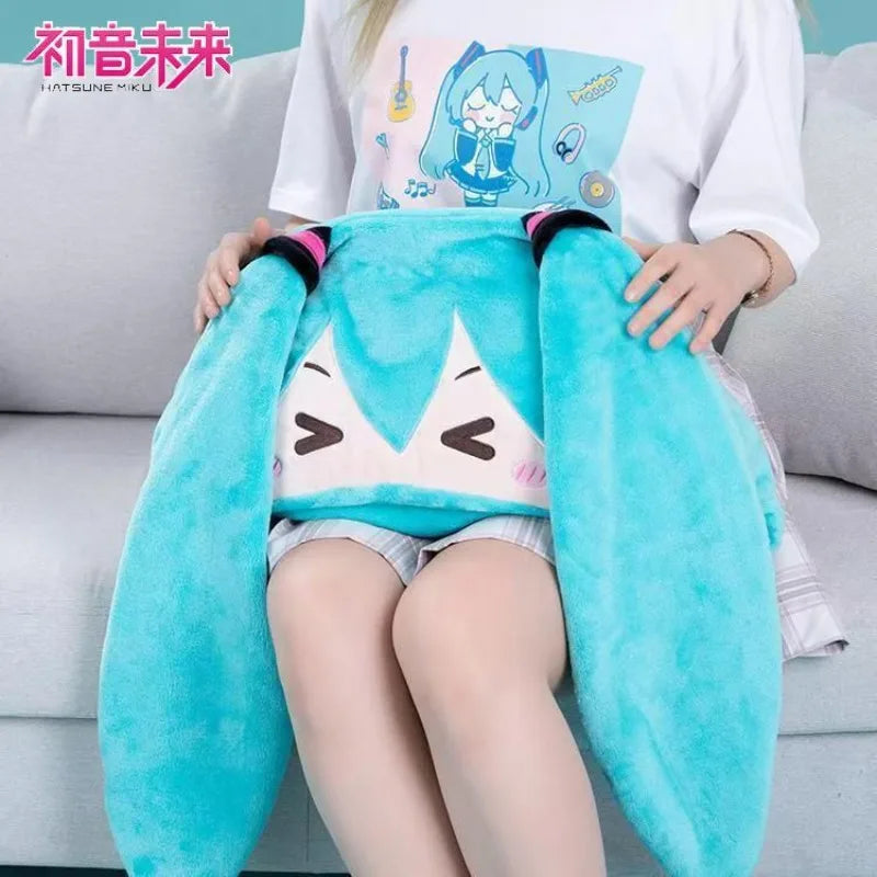 Anime-Inspired Hooded Plush Shawl Blanket