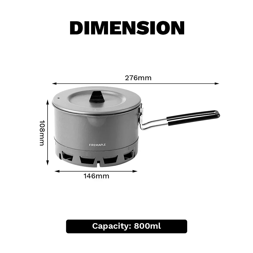 Ultralight Heat Exchanger Pot Camping Cookware Grey