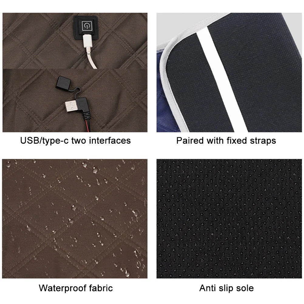 USB Rechargeable Heated Camping Chair Pad with 4 Heating Zones