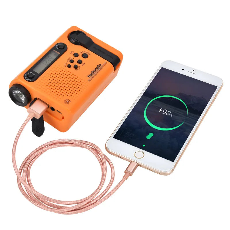 Solar Hand Crank Emergency Radio 3-in-1 Orange