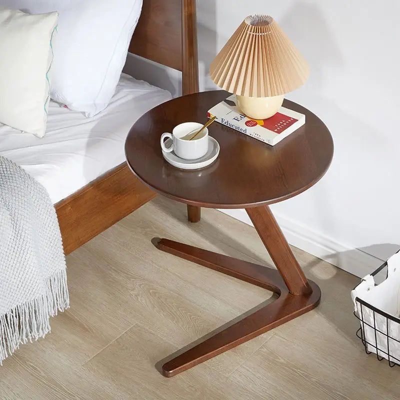 House Faction Solid Wood Edge Sofa Side Table - Walnut Finish