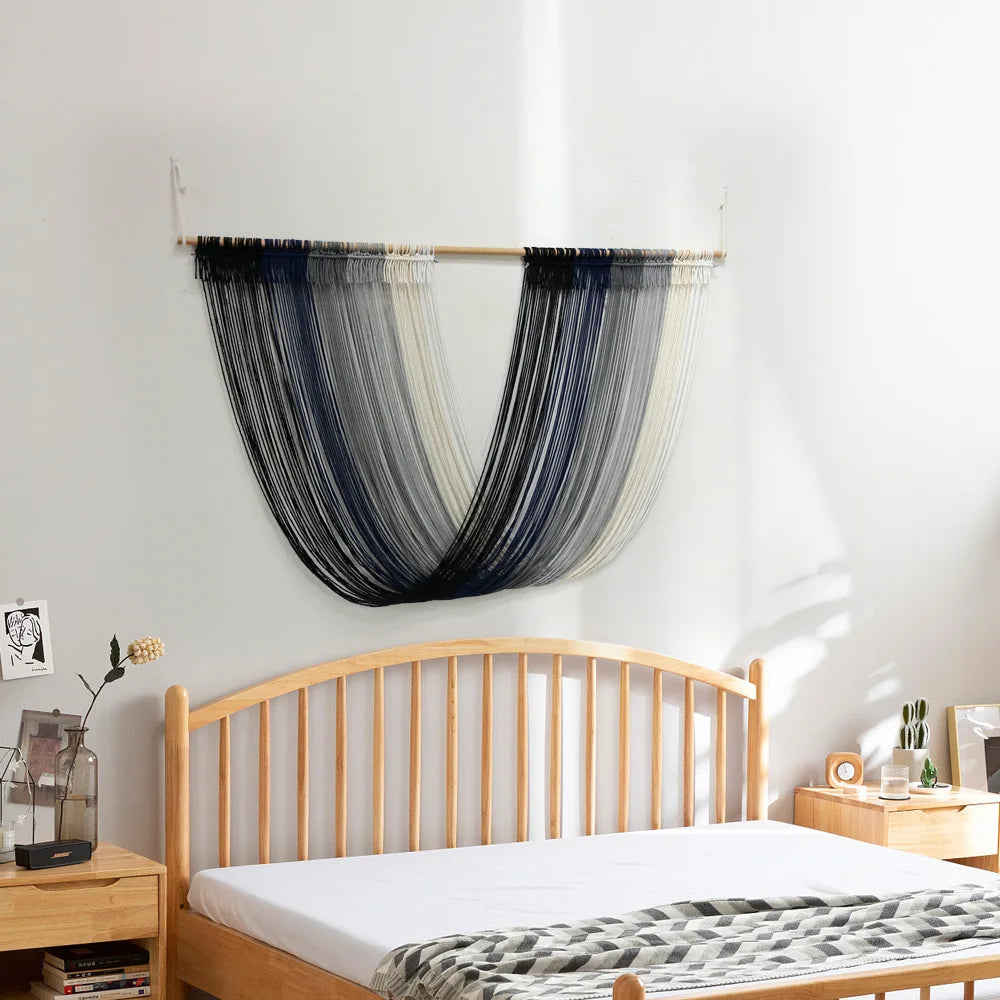 Boho Chic: Hand-Woven Gray Tapestry for Stylish Home Decor