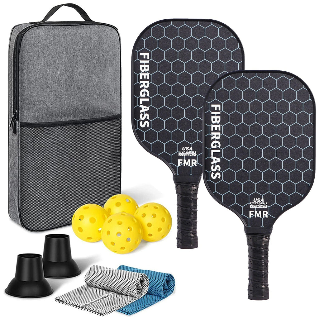 USAPA Approved Fiberglass Pickleball Paddle Set with 4 Balls