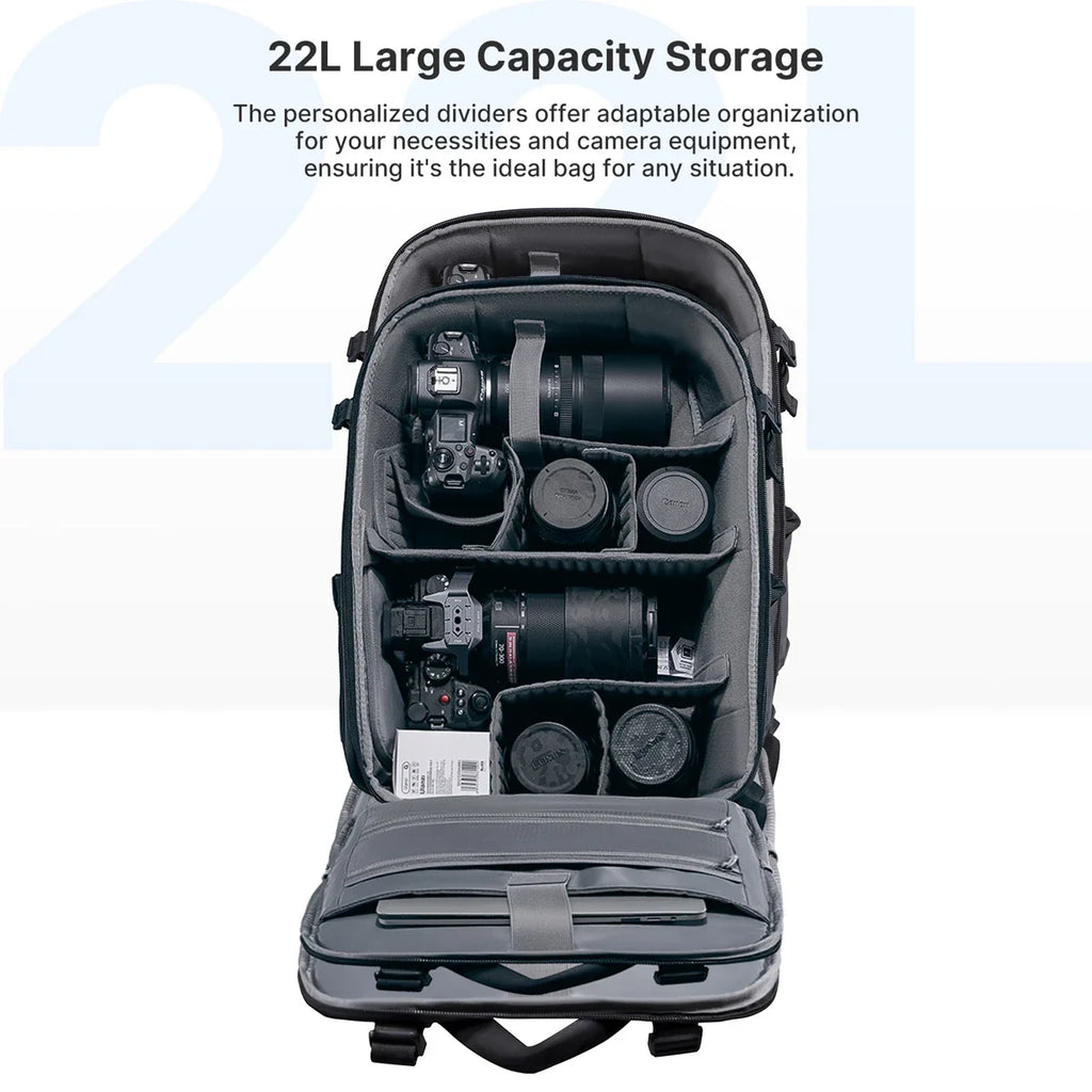 22L Waterproof Camera Backpack Black
