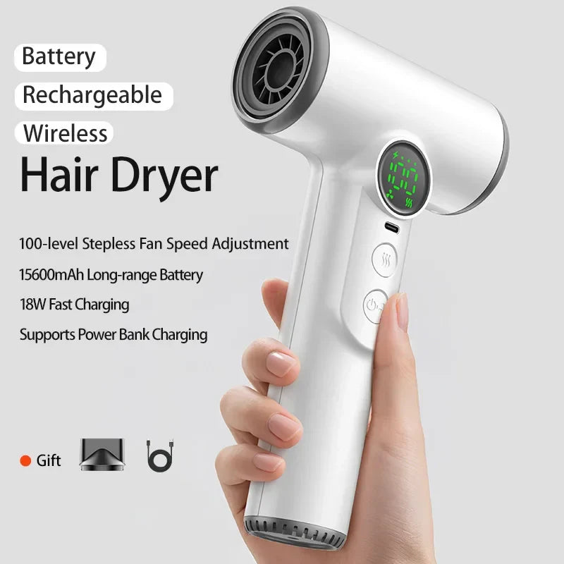 Cordless Hair Dryer – Rechargeable Type-C Portable Hot & Cold Air Dryer