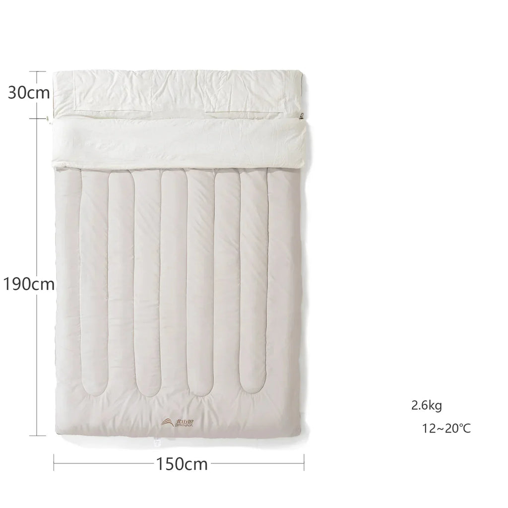 2-Person Detachable Camping Sleeping Bag 2.6kg Grey