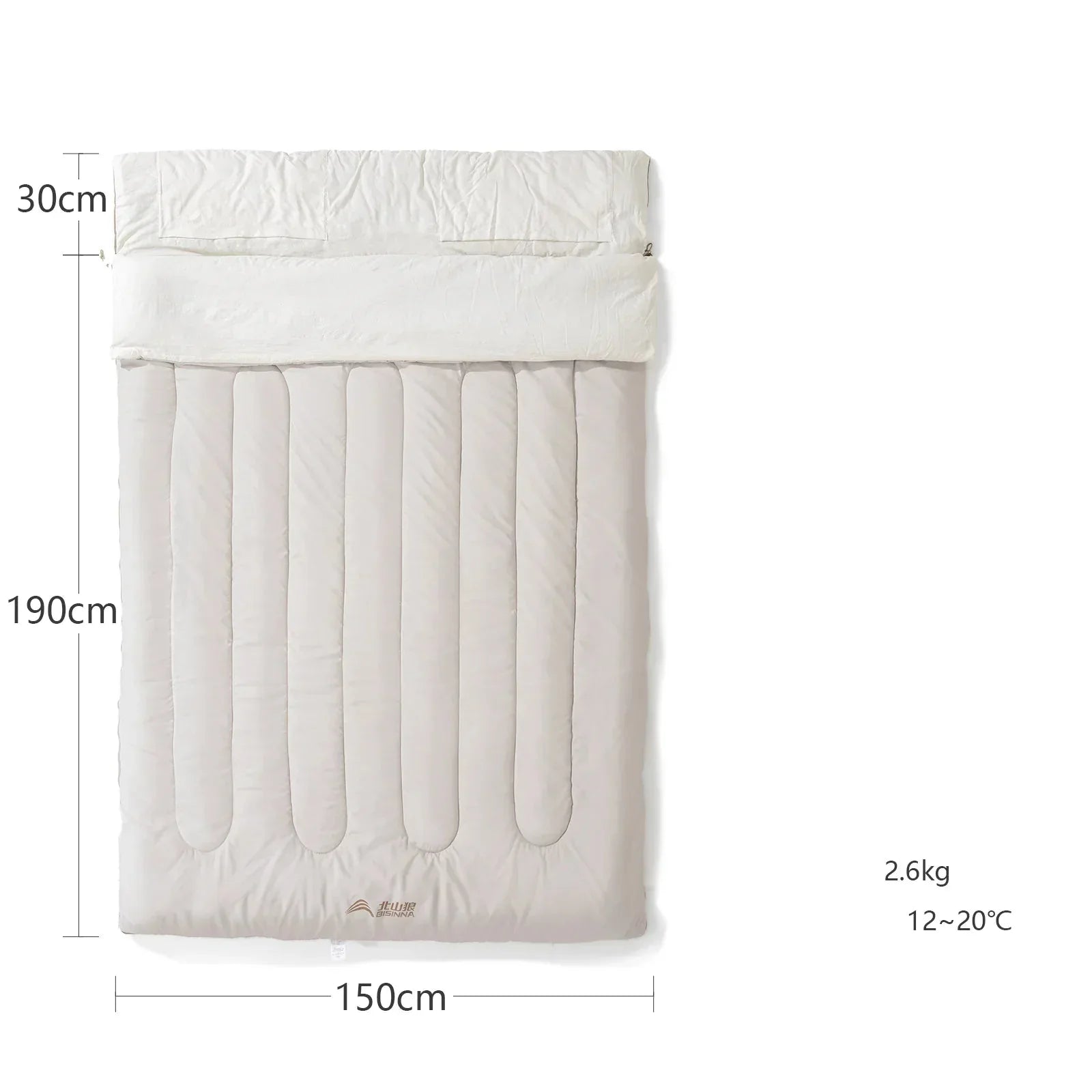 2-Person Detachable Camping Sleeping Bag 2.6kg Grey