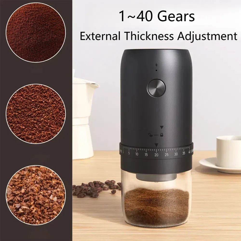 1800mAh Electric Coffee Grinder 40 Level Adjustable Burr Grinder Black