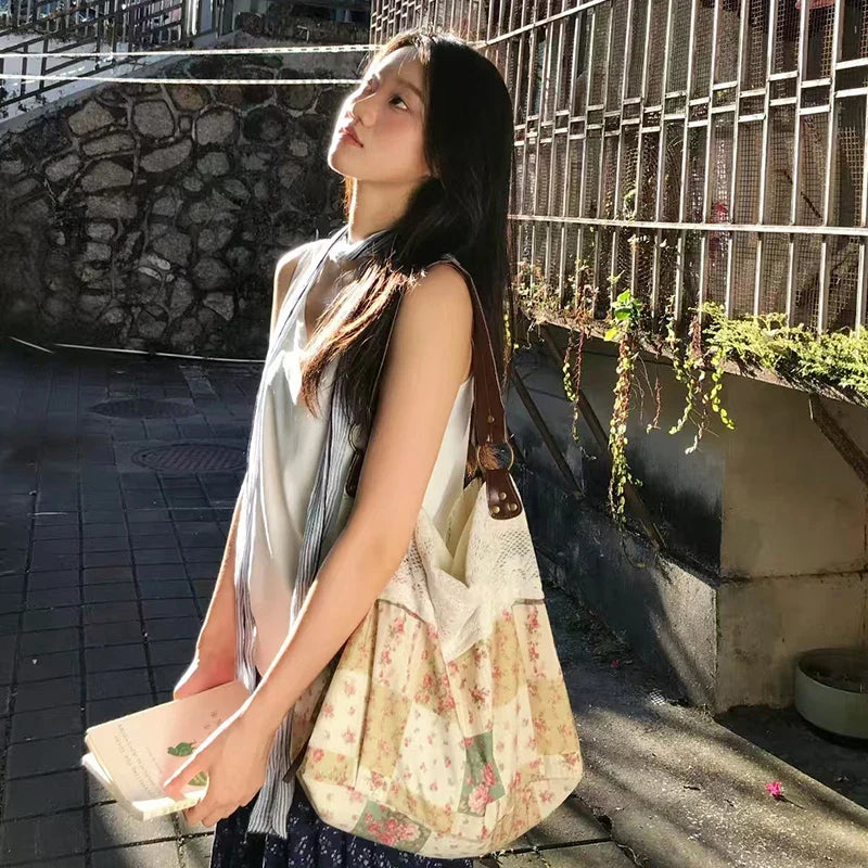 Bohemian Floral Patchwork Tote Bag