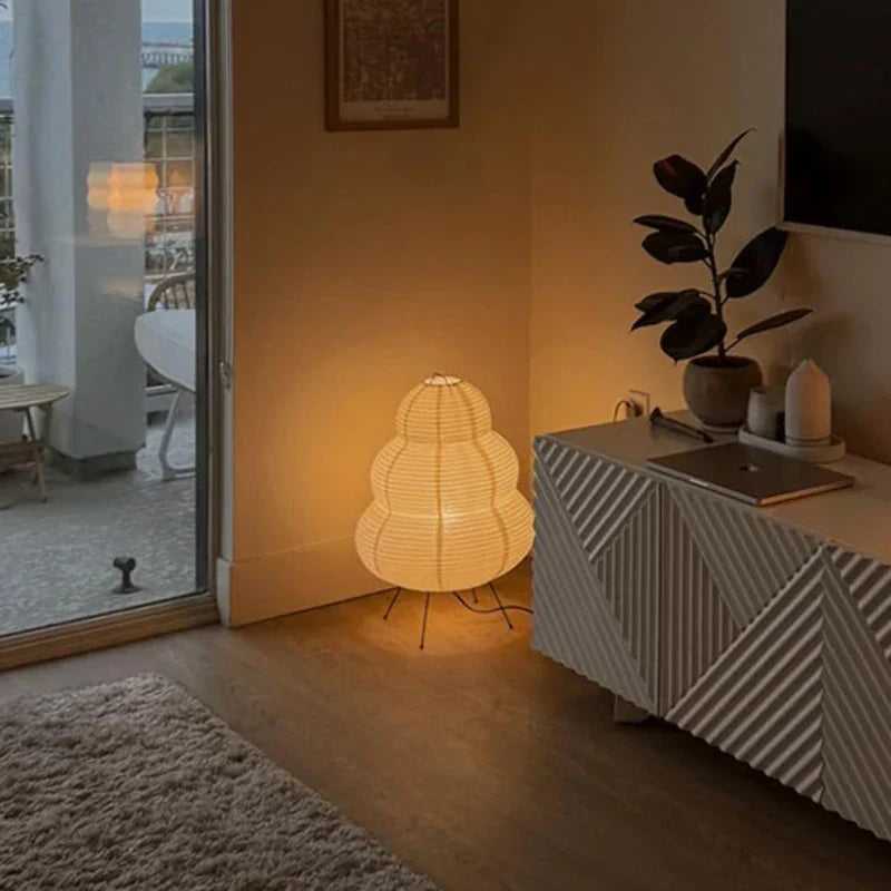 LED Rice Paper Desk Lamp Tricolor Dimming Bedside Light White