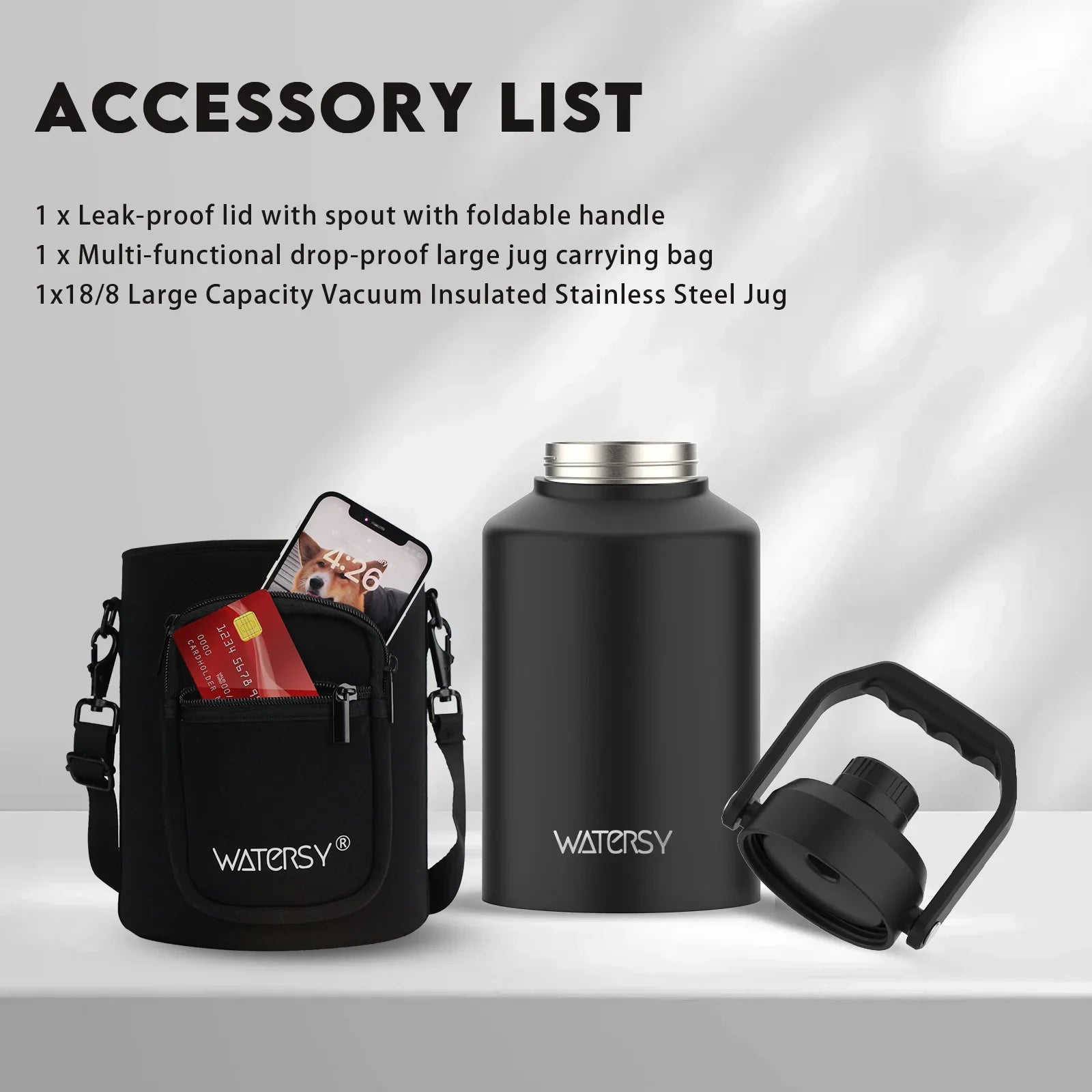 2.57L Thermos Bottle with Bag Black