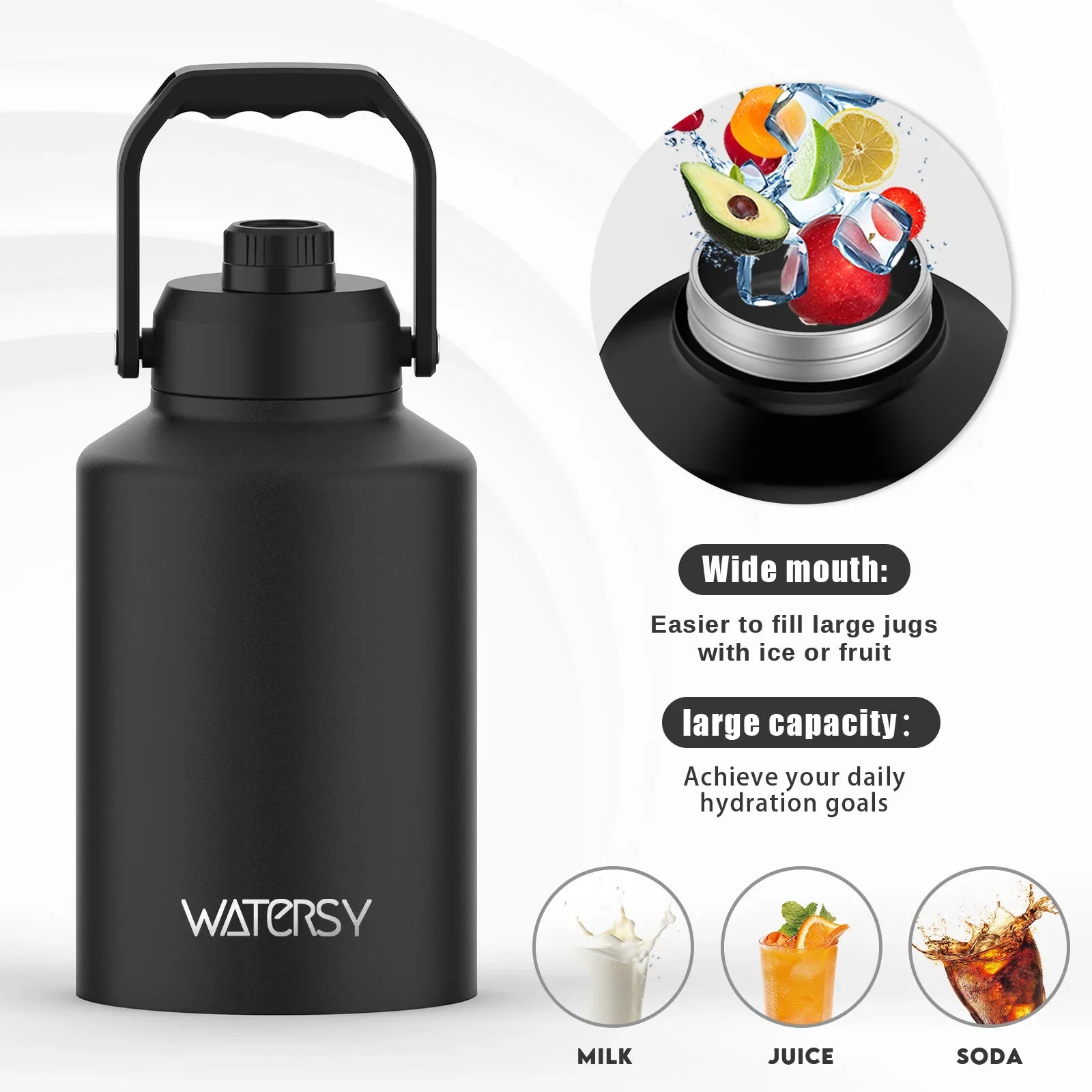 2.57L Thermos Bottle with Bag Black