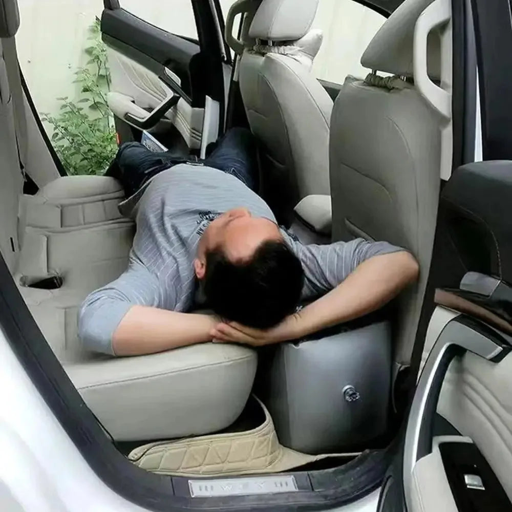 Car Travel Inflatable Bed Back Seat Air Mattress with Safety Block Black