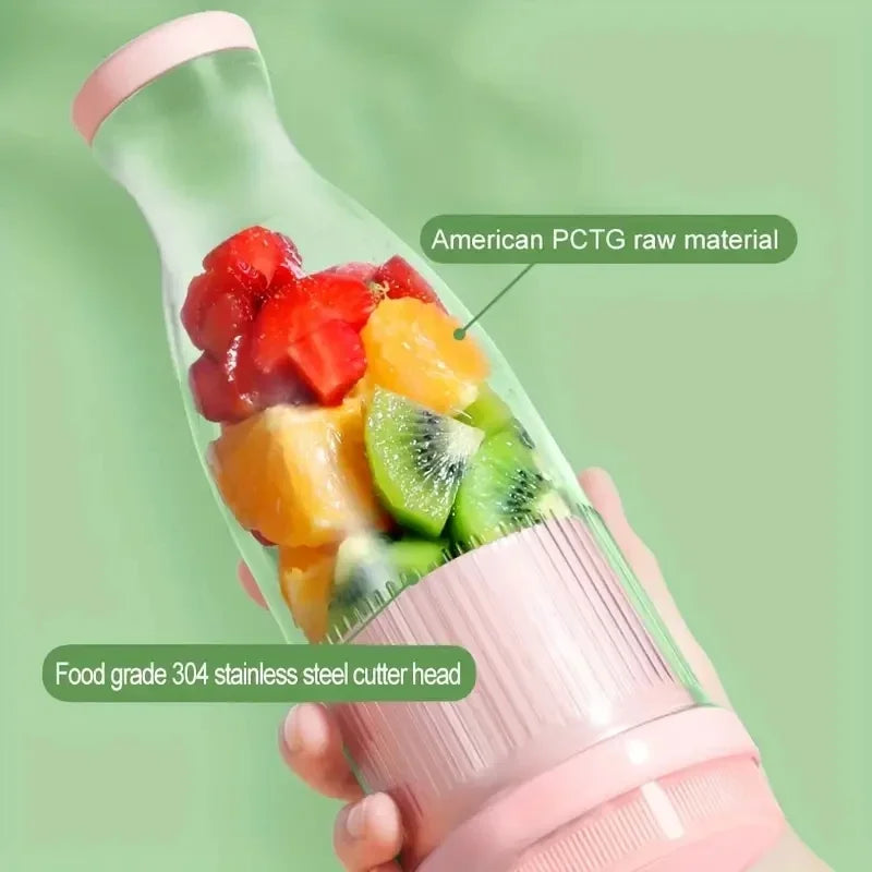 Electric Juicer Cup 6-Blade USB Portable Mini Blender Pink