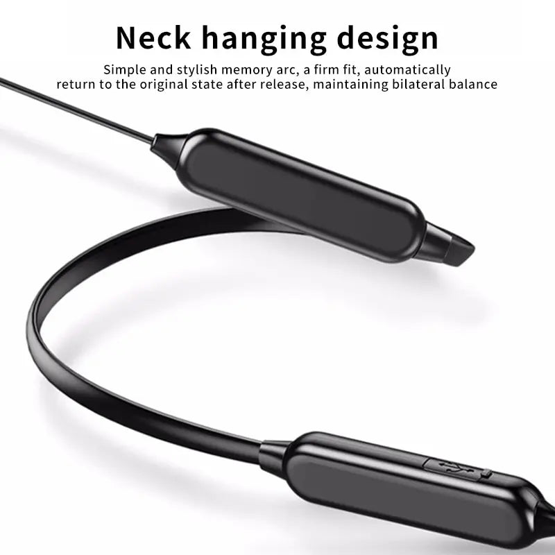 Wireless 9D Bluetooth Neckband Headset Black