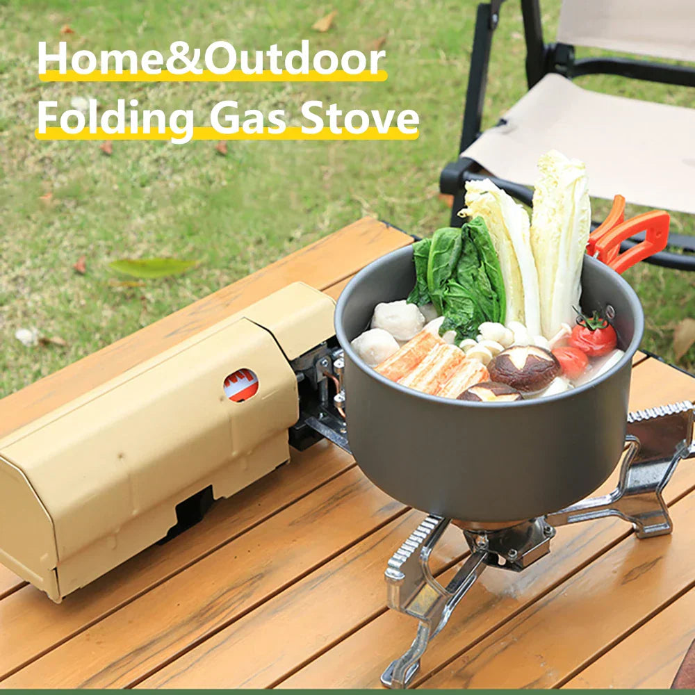 Camping Cassette Gas Stove 2600W Burner with Electronic Ignition Khaki