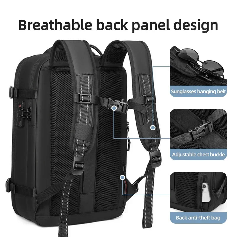 Expandable Laptop Backpack Black