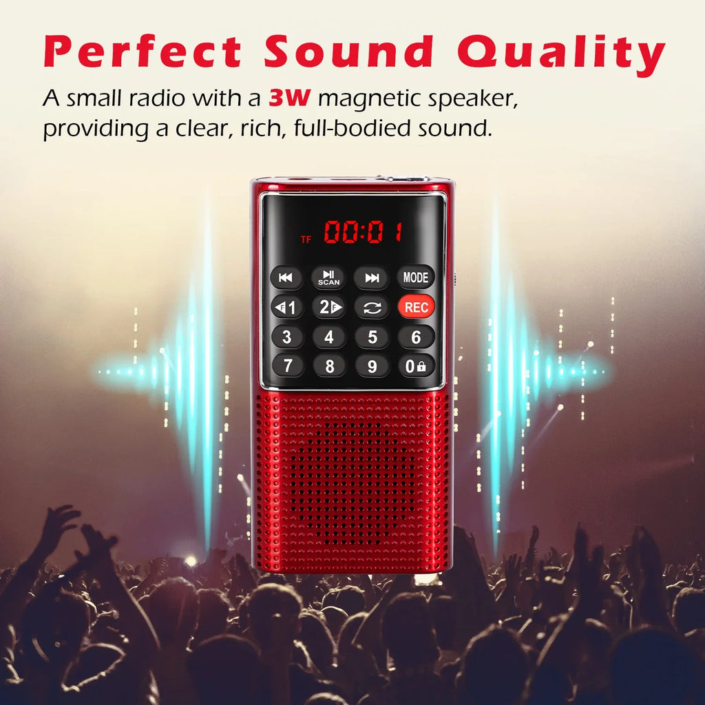Mini Portable Pocket FM Radio Red