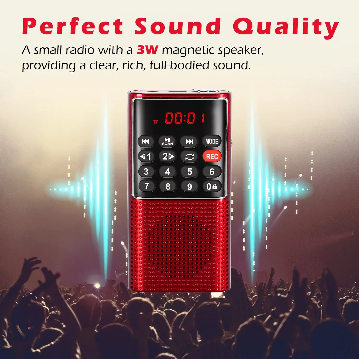 Mini Portable Pocket FM Radio Red