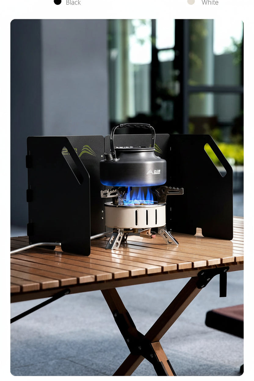 Foldable Carbon Steel Gas Stove Windshield Screen Black