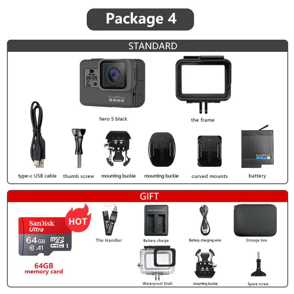 4K Ultra HD Sports Camera 64GB Included Black