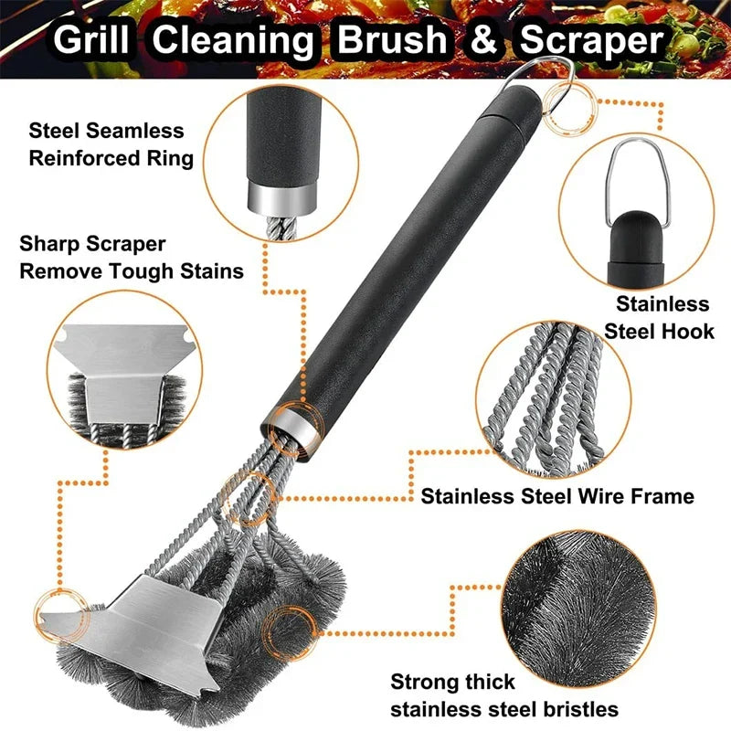 2PCS Grill Brush Scraper Silver