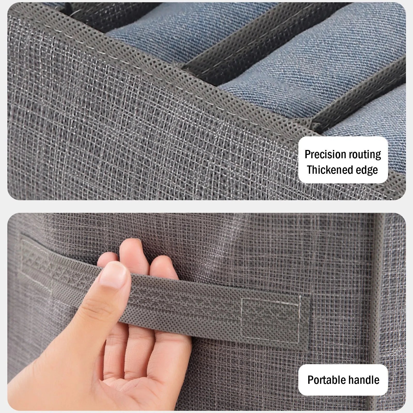 5PCS Gray 9-Grids Closet Clothes Organizer Storage Box Cabinet Drawers Set - 44x25x22cm