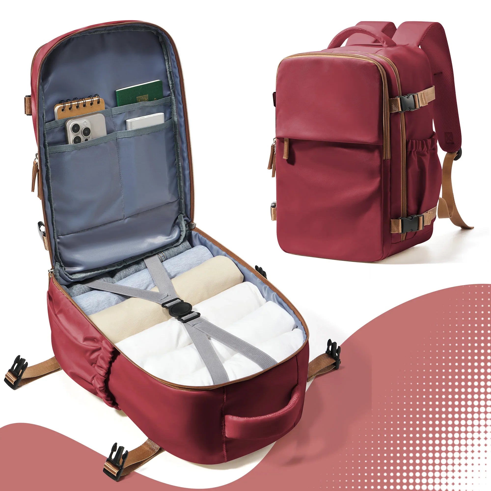Waterproof Travel Laptop Backpack Red