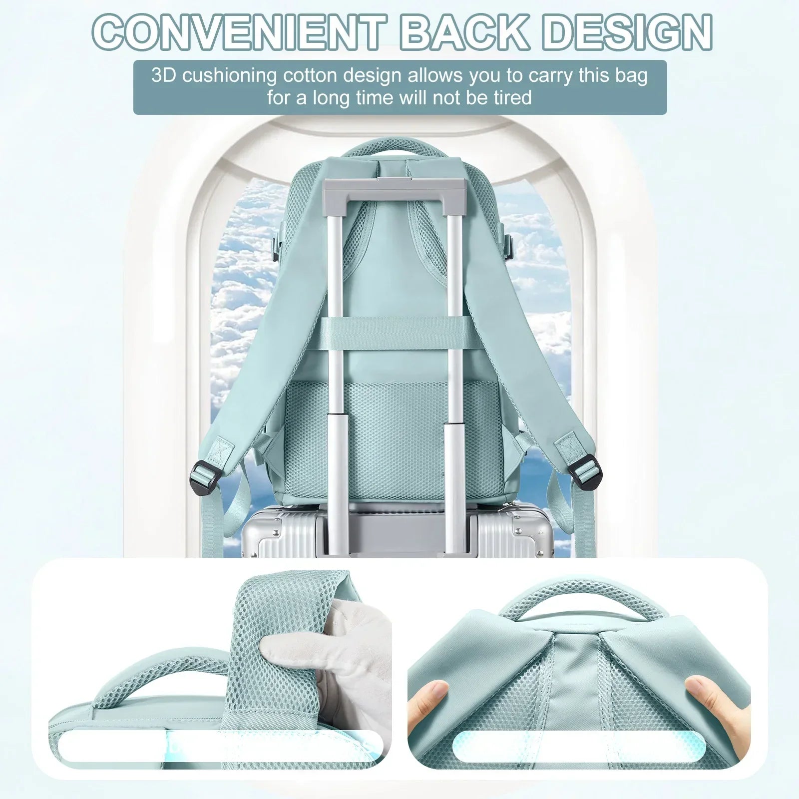 Waterproof Backpack Air Cushion Support Blue